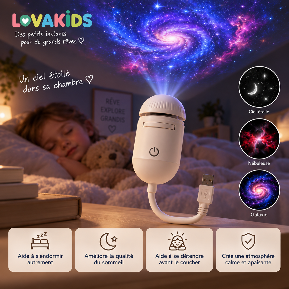 Lova Galaxy™ – Le projecteur d’étoiles des petits rêveurs