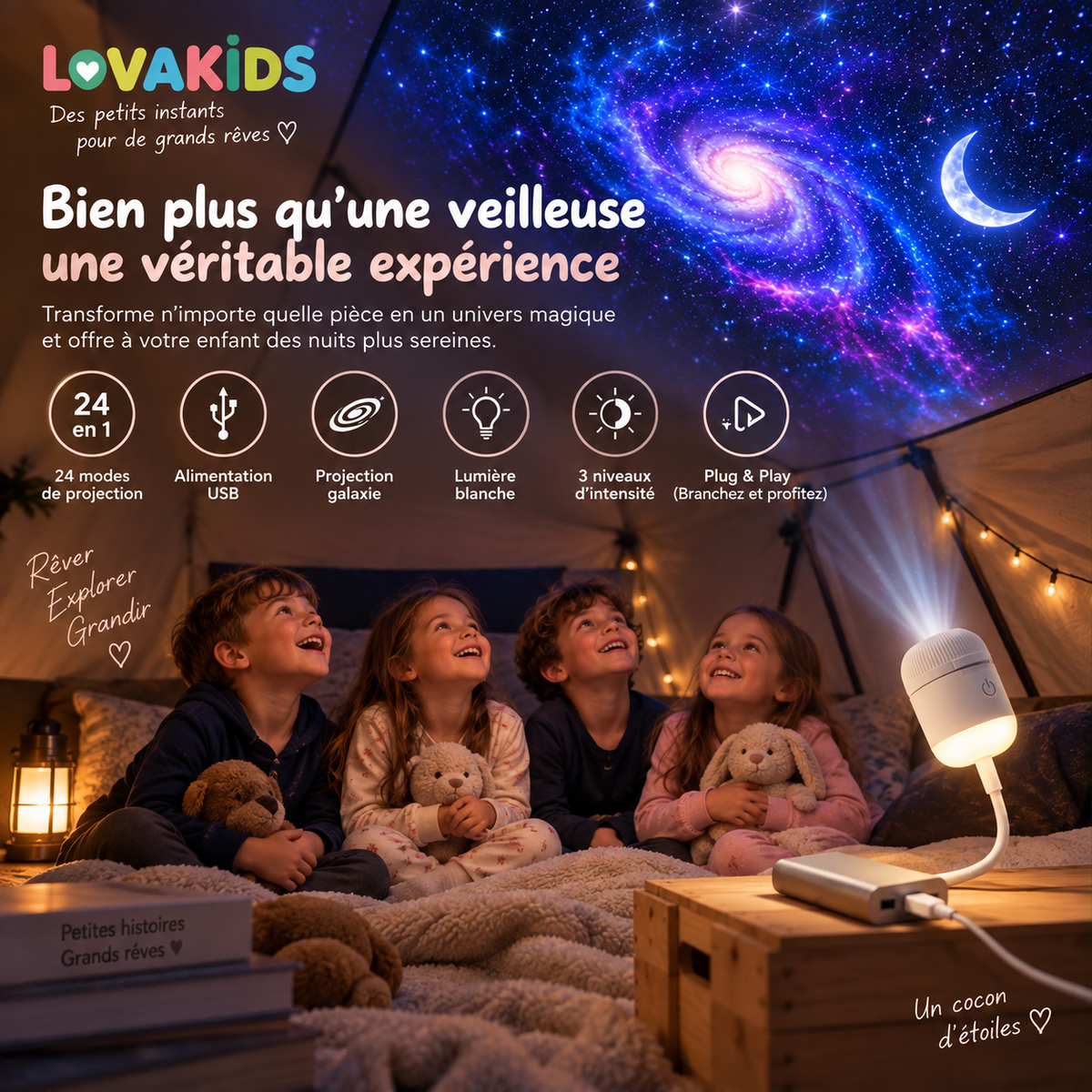 Lova Galaxy™ – Le projecteur d’étoiles des petits rêveurs