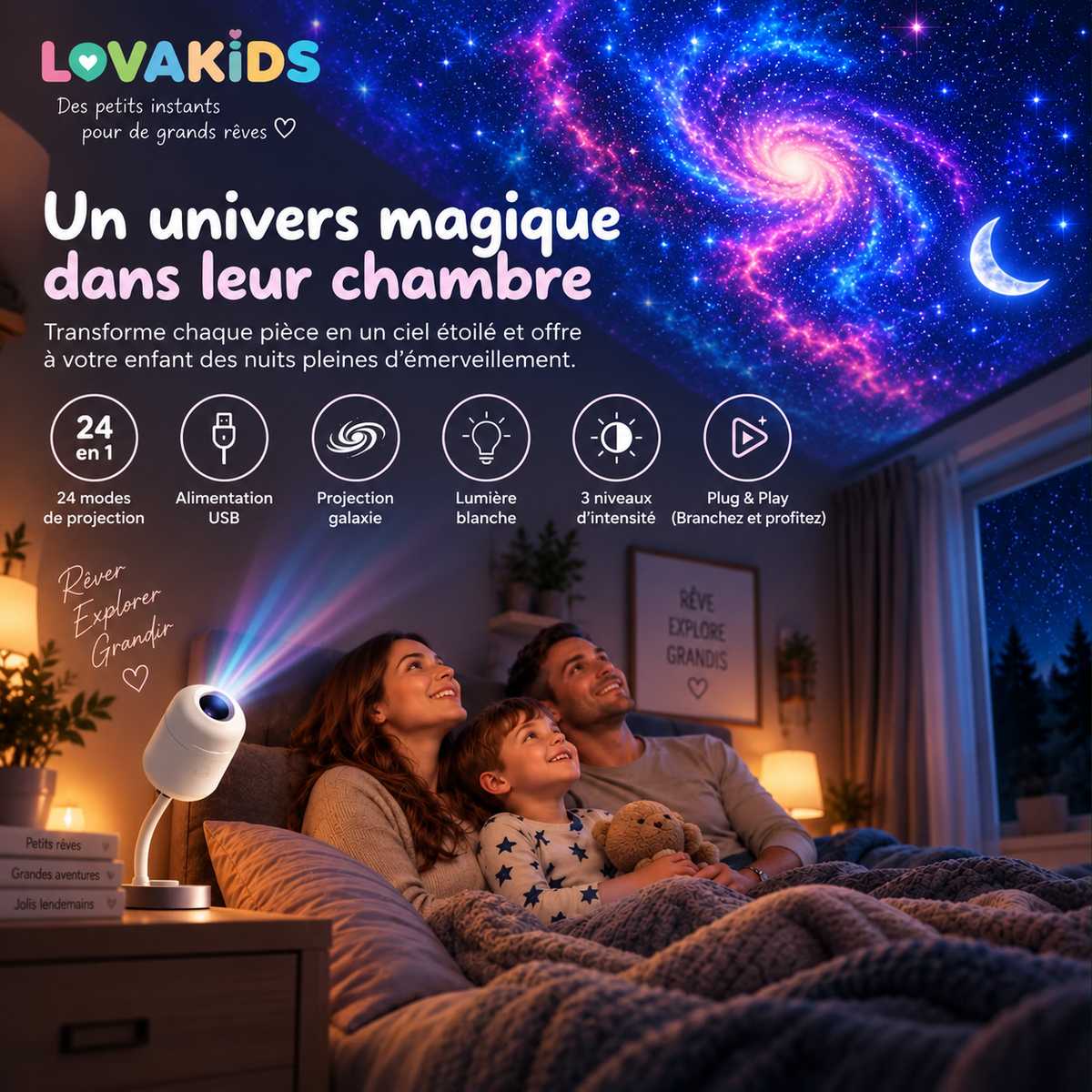 Lova Galaxy™ – Le projecteur d’étoiles des petits rêveurs