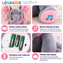 Lova Éléphant™ – La peluche interactive qui joue avec bébé