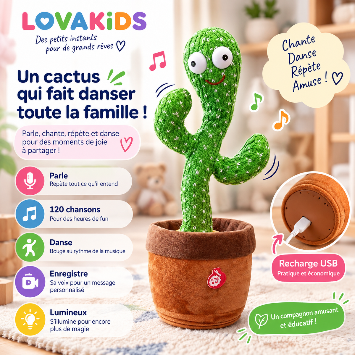 Lova Cactus™ – Le cactus qui chante &amp; danse